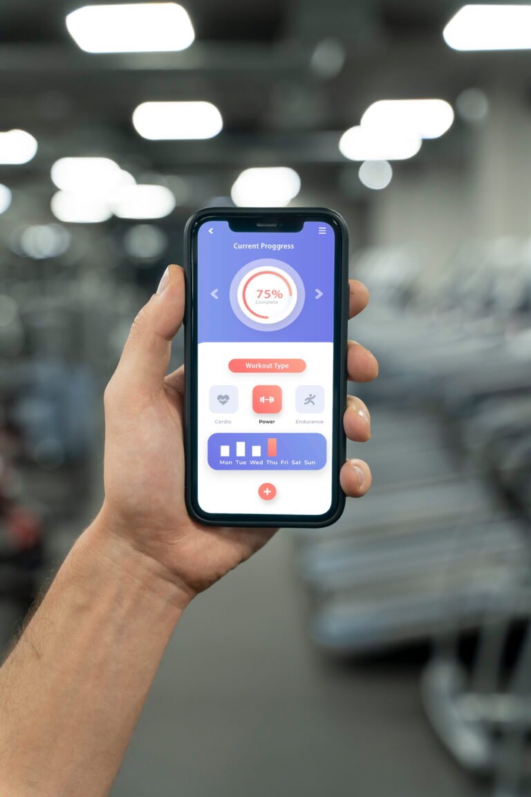 young adult tracking their gym activity 1