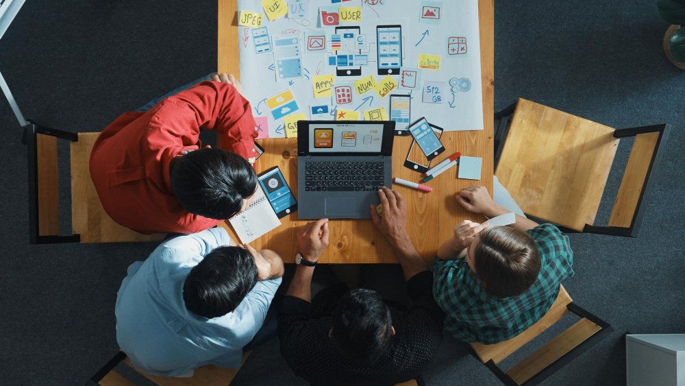 Group collaborating on design project