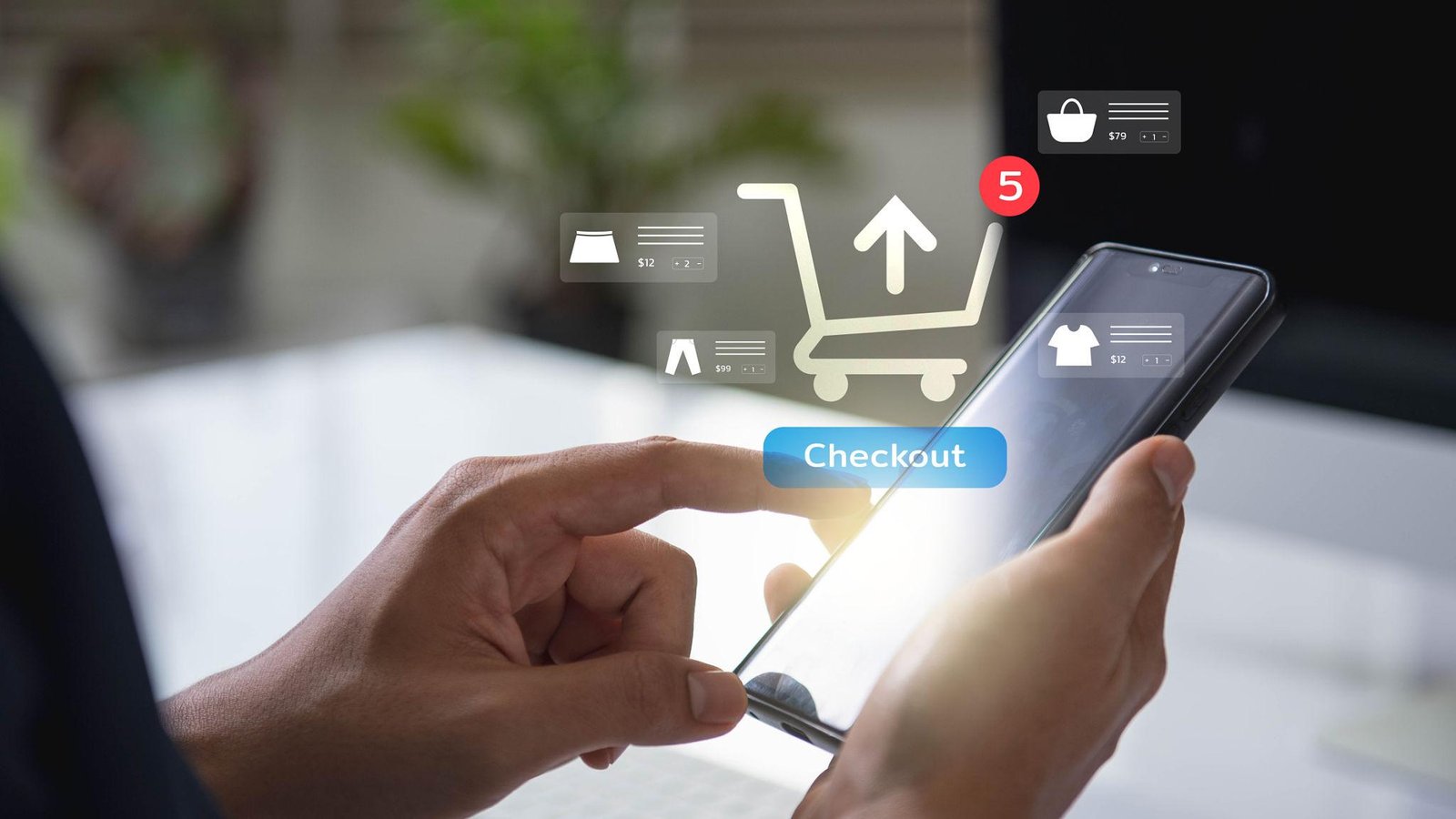 Person using smartphone for online shopping